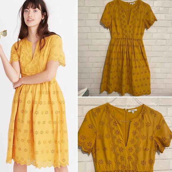 Madewell Dresses & Skirts - Madewell $150 2023 Scalloped Eyelet Midi Dress sz 0 Sold Out